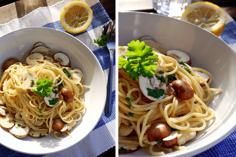 Spaghetti mit Zitronen und Champignons - Kochkarussell.com