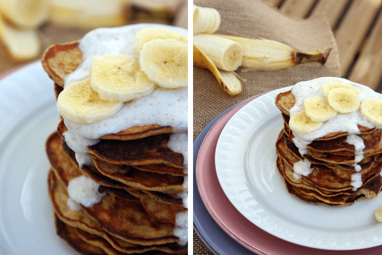 Two Ingredient Pancakes aus Banane und Joghurt mit Zimt
