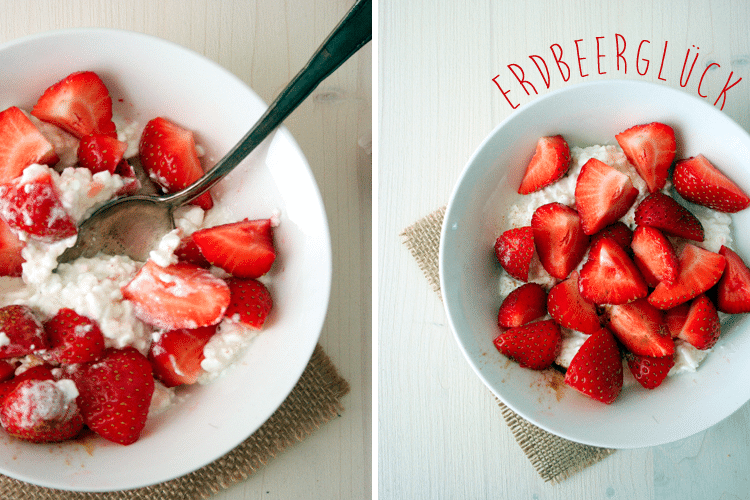 Kochkarussell: Hüttenkäse mit Erdbeeren und Zimt, ein leichter Snack