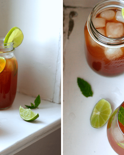 Lime Ginger and Mint Iced Tea