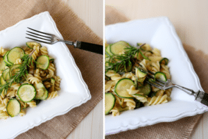 Nudeln mit Zucchini und Ziegenkäse