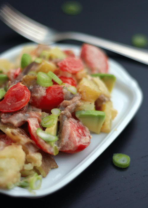 Kochkarussell: Kartoffelsalat mit Sardellen, Tomaten und Avocado