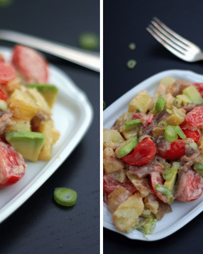 Kartoffelsalat & Marshmallows mit Birne
