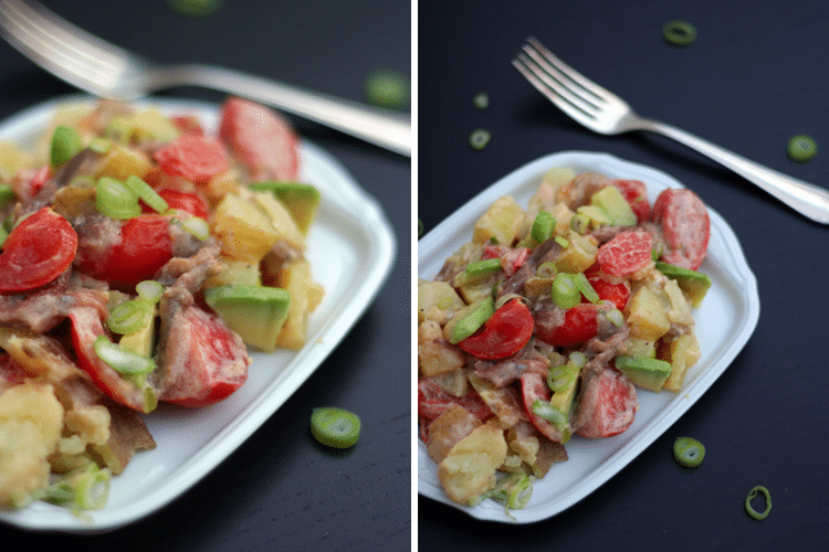 Kochkarussell: Kartoffelsalat mit Sardellen, Tomaten und Avocado