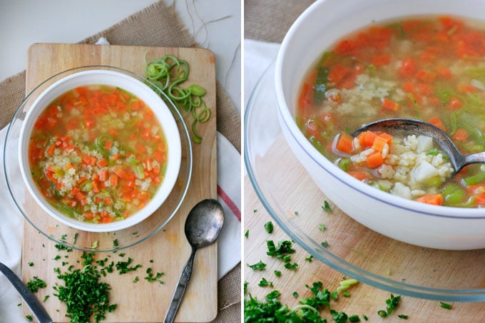 Frisches Suppengemüse, starke Brühe und Sternchennudeln - Sternchensuppe ist günstig, im Handumdrehen fertig und schmeckt tausend mal besser als die Suppe aus der Tüte - Kochkarussell.com