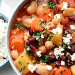 Kichererbsen-Bohnen-Stew mit Tomaten und Feta-Rezept