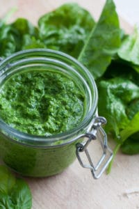 Spinat Basilikum Pesto ohne Nüsse