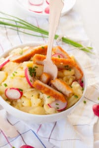 Weltbester Kartoffelsalat mit Rügenwalder Mühle Veggieschnitzel