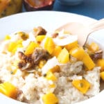 Milchreis Grundrezept + Mango-Maracuja-Obstsalat mit Walnuss-Crunch