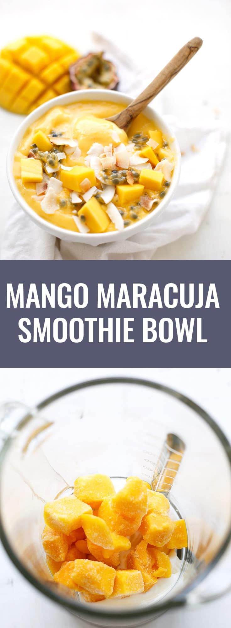 Mango Smoothie Bowl mit Banane und Maracuja. Dieses Rezept ist schnell, einfach und perfekt für den Sommer - Kochkarussell.com