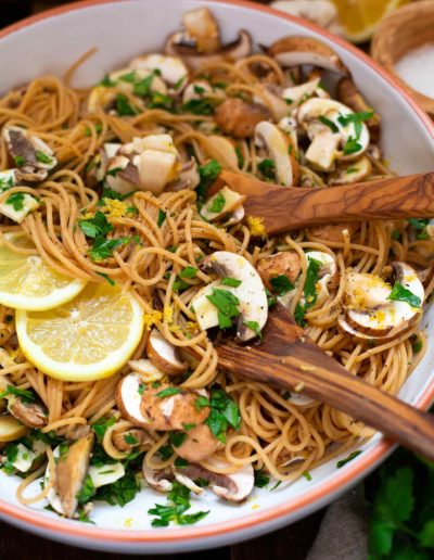 Privat: Spaghetti mit Zitronen und Champignons