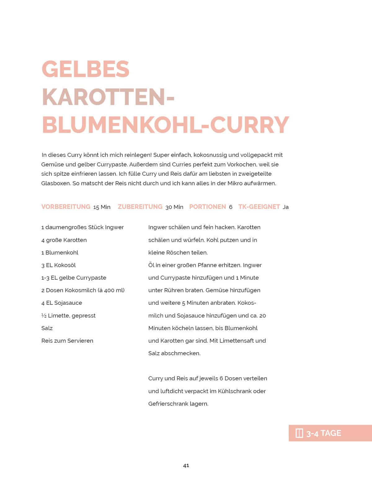 Rezept: Gelbes Karotten-Blumenkohl-Curry