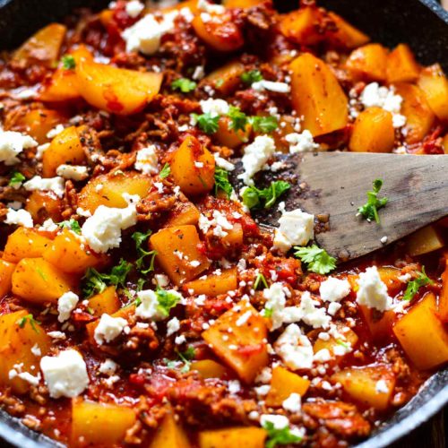 Kartoffel-Hackfleisch-Pfanne mit Feta - Kochkarussell