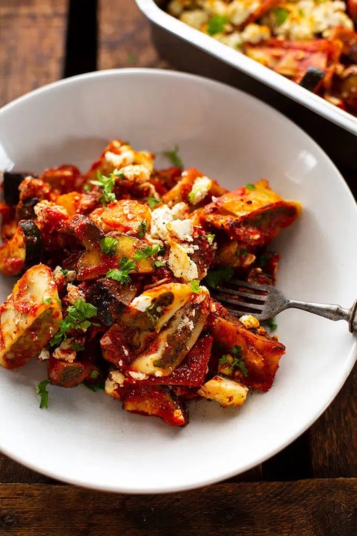 Kochkarussell-Rezept: Ratatouille-Maultaschen-Auflauf mit Feta