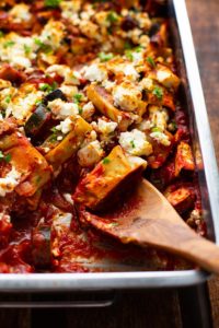 Ratatouille-Maultaschen-Auflauf mit Feta