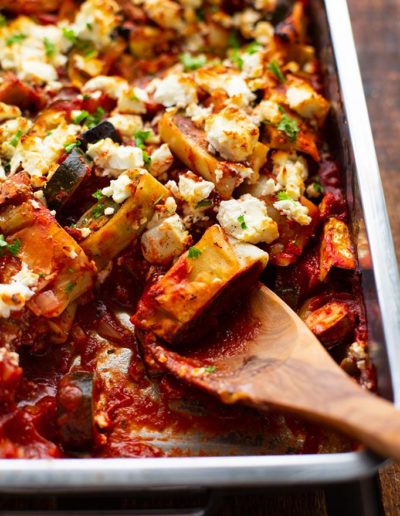 Ratatouille-Maultaschen-Auflauf mit Feta