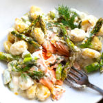 Grüner Spargel mit Lachs und Gnocchi aus dem Ofen 5