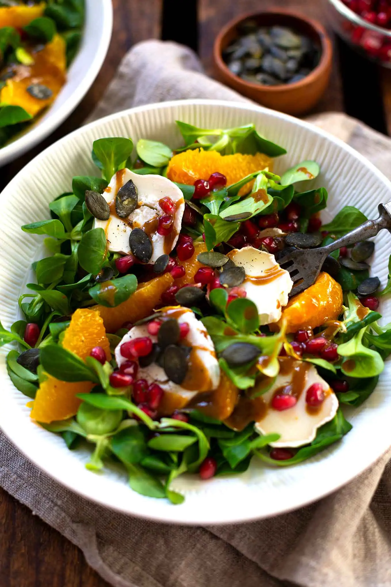 Rezept: Wintersalat mit Orangen, Granatapfel und Ziegenkäse - Kochkarussell - dein Foodblog für schnelle und einfache Feierabendküche