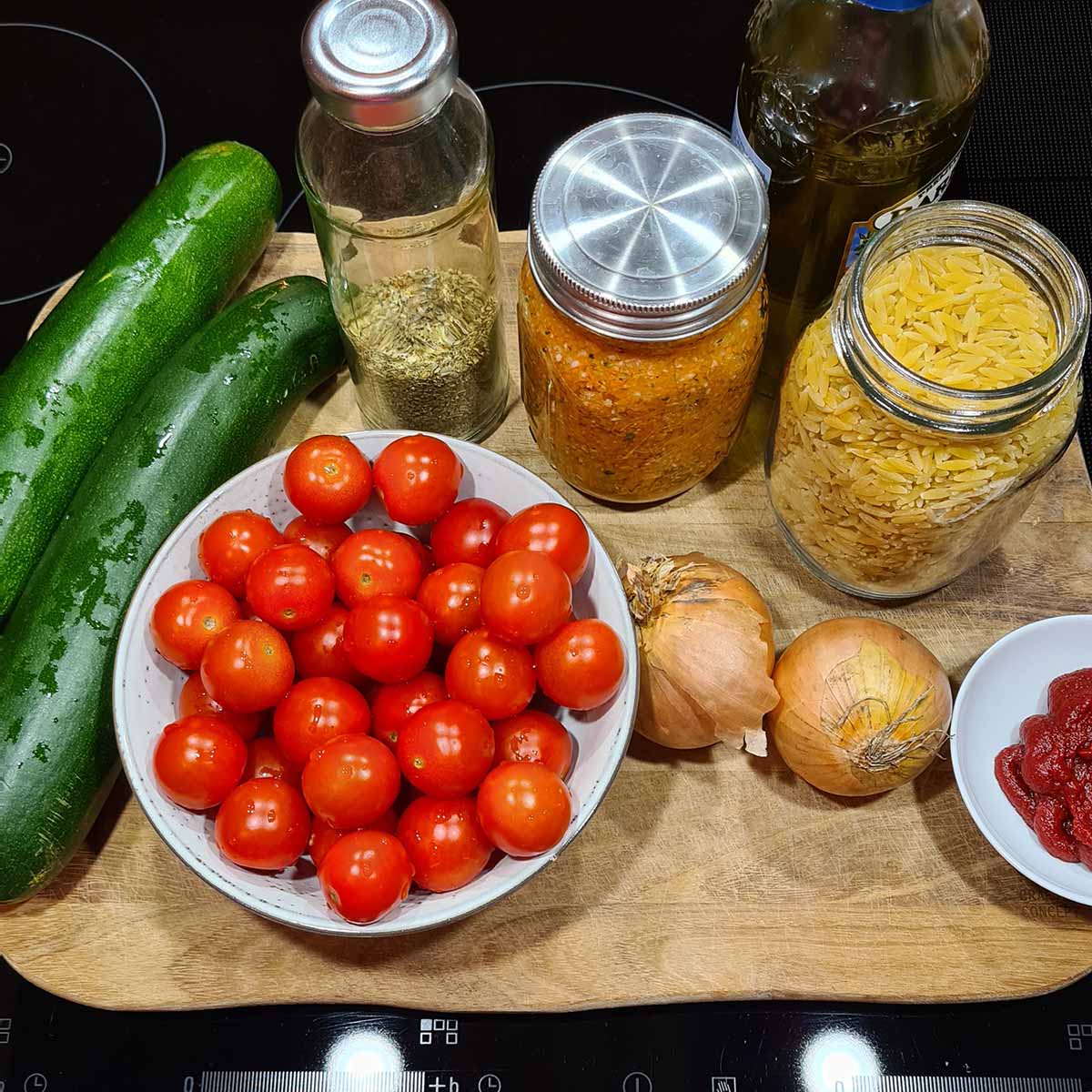 Zutaten zum Vorkochen nach dem Meal Prep-Einkauf