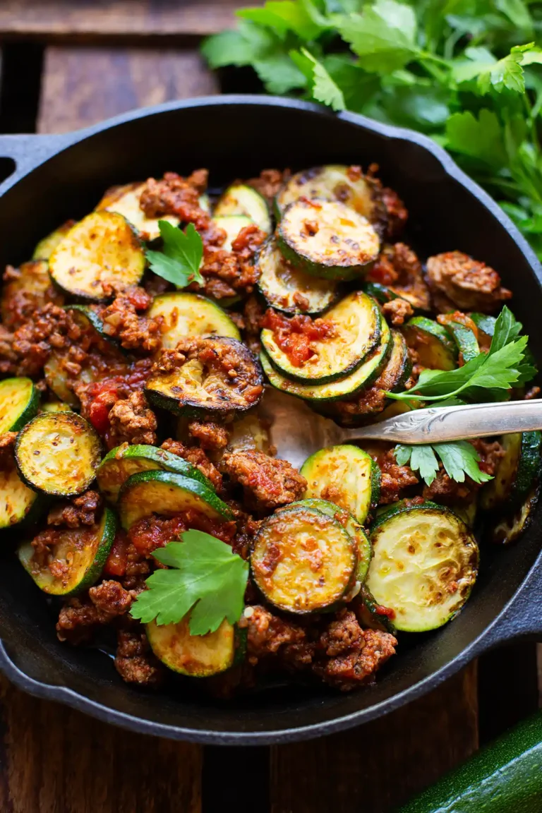 Einfache Zucchini-Hackfleisch-Pfanne (30 Minuten!) Zucchini-Hackfleisch-Pfanne mit Feta