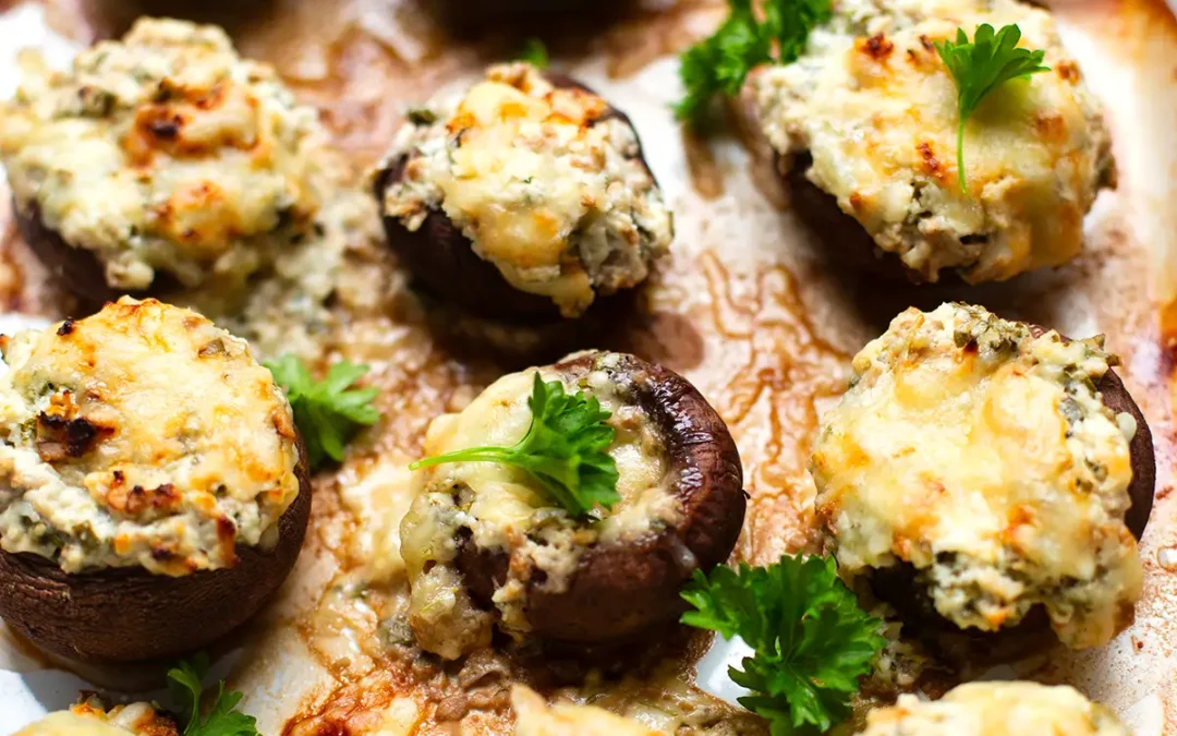 Gefüllte Champignons vegetarisch (mit Frischkäse & Feta)
