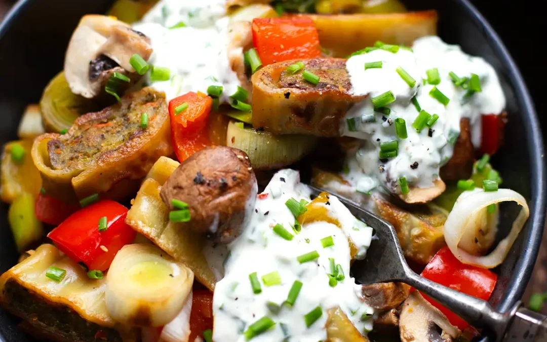 Maultaschen Pfanne mit Gemüse (einfach & vegetarisch)